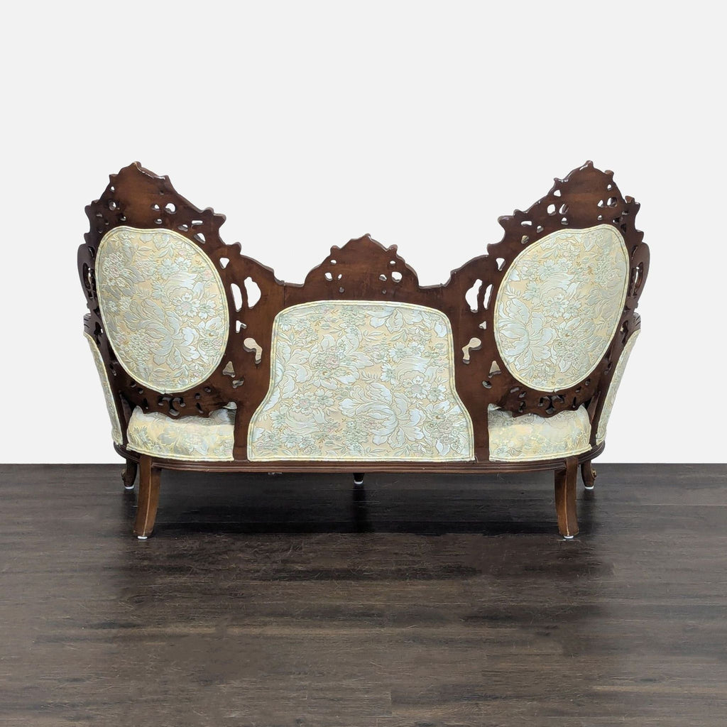 Hausske-Harlen 1981 Rococo Revival Carved Wood & Gilt Triple-Back Loveseat