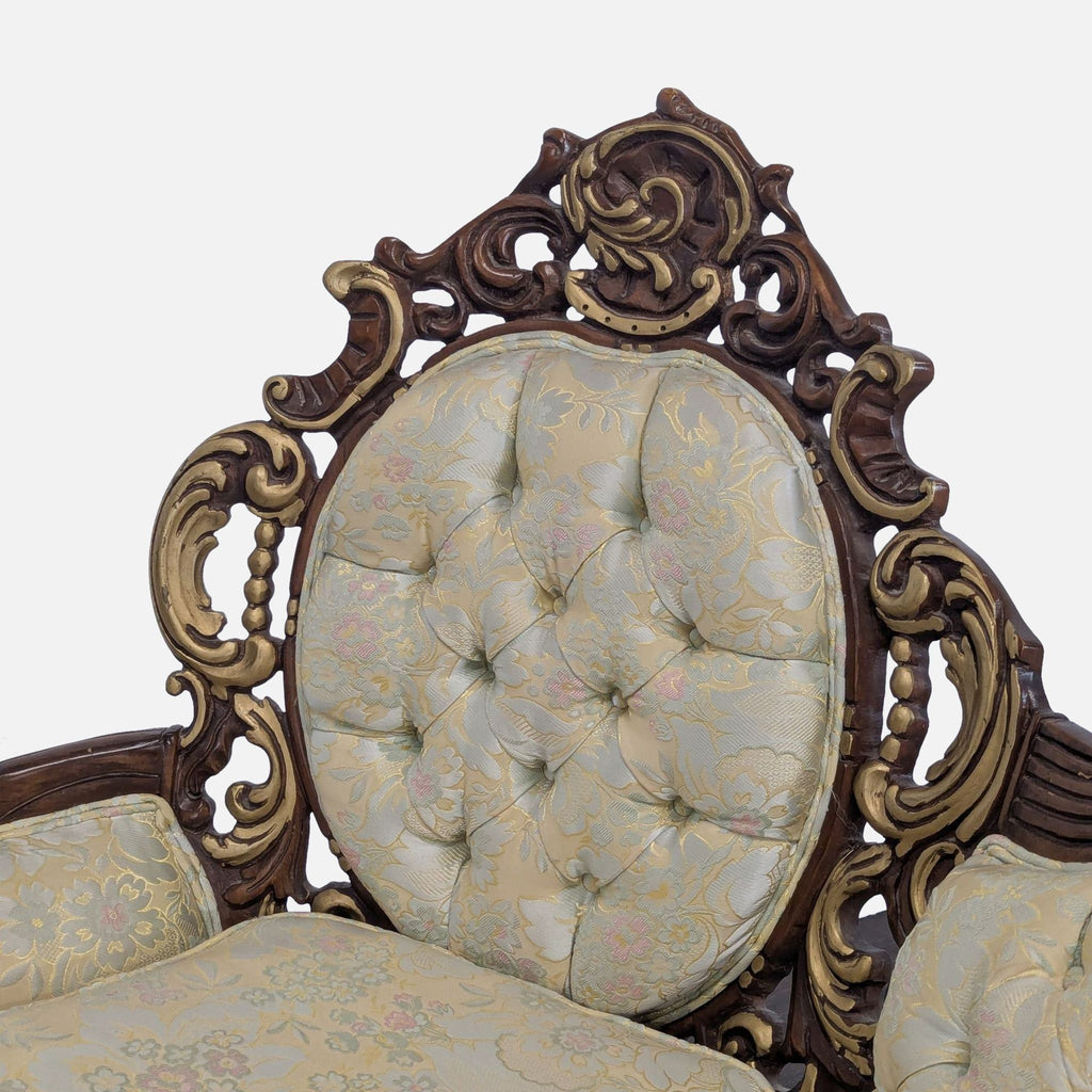 Hausske-Harlen 1981 Rococo Revival Carved Wood & Gilt Triple-Back Loveseat