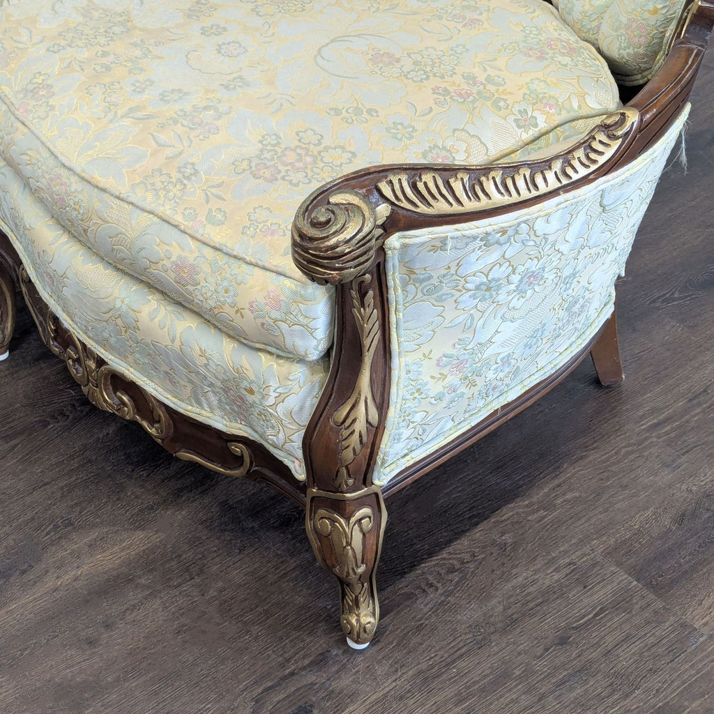 Hausske-Harlen 1981 Rococo Revival Carved Wood & Gilt Triple-Back Loveseat
