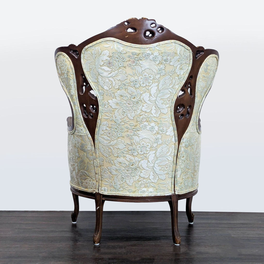 Hausske-Harlen 1981 Rococo Revival Carved Wood & Gilt High-Back Wing Chair