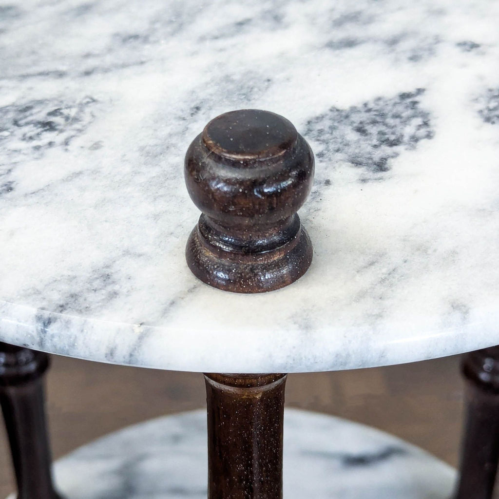 Vintage Powell Three Tier Carrera Marble and Wood Plant Stand - Accepted Offer (21.43% discount)