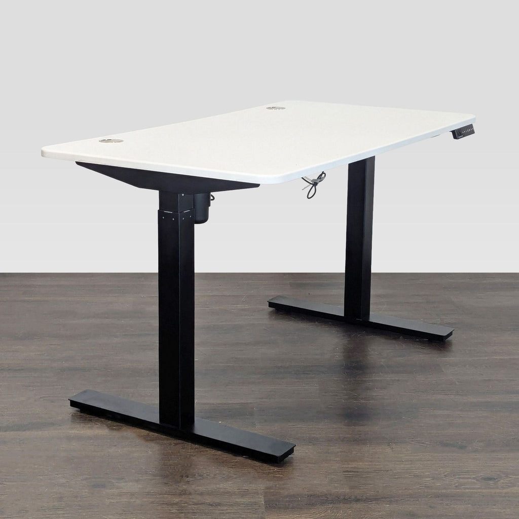 Autonomous Electric Adjustable Standing Desk – White Top, Black Frame