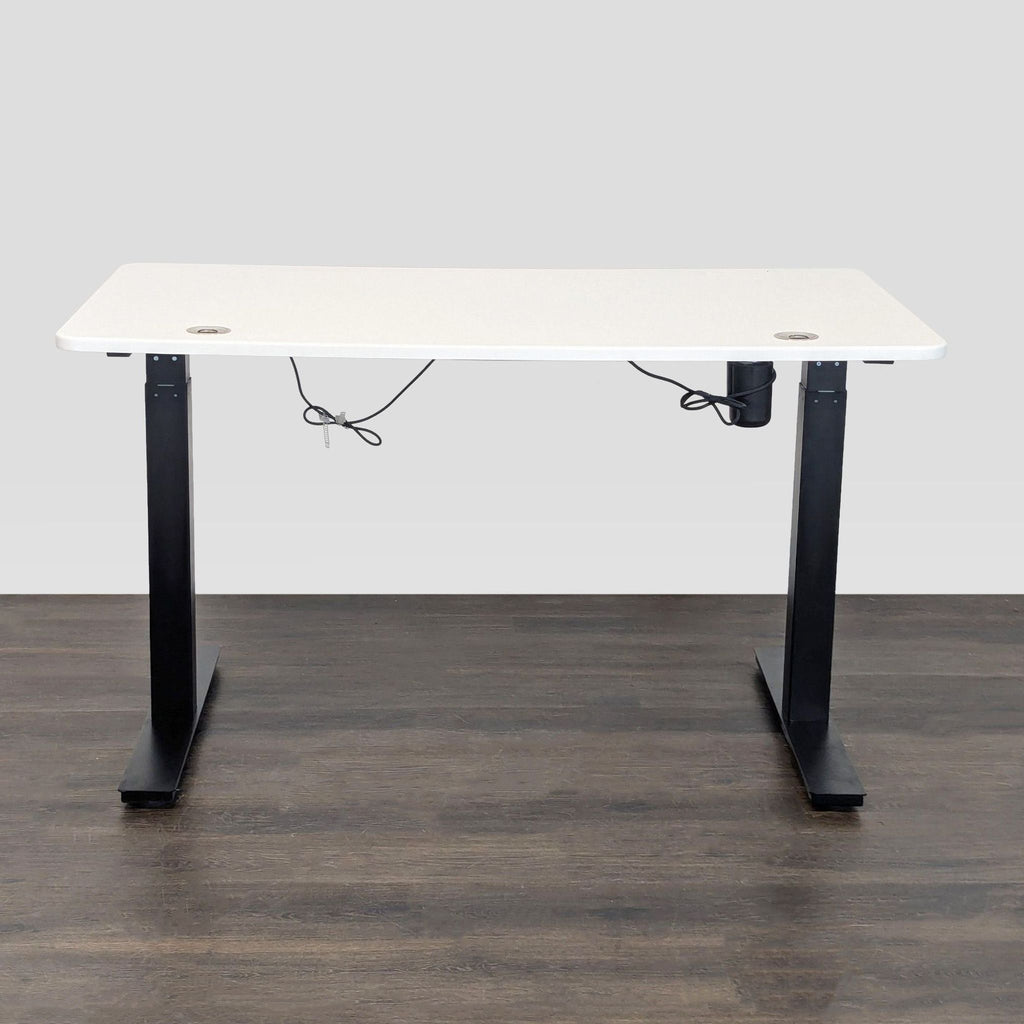 Autonomous Electric Adjustable Standing Desk – White Top, Black Frame