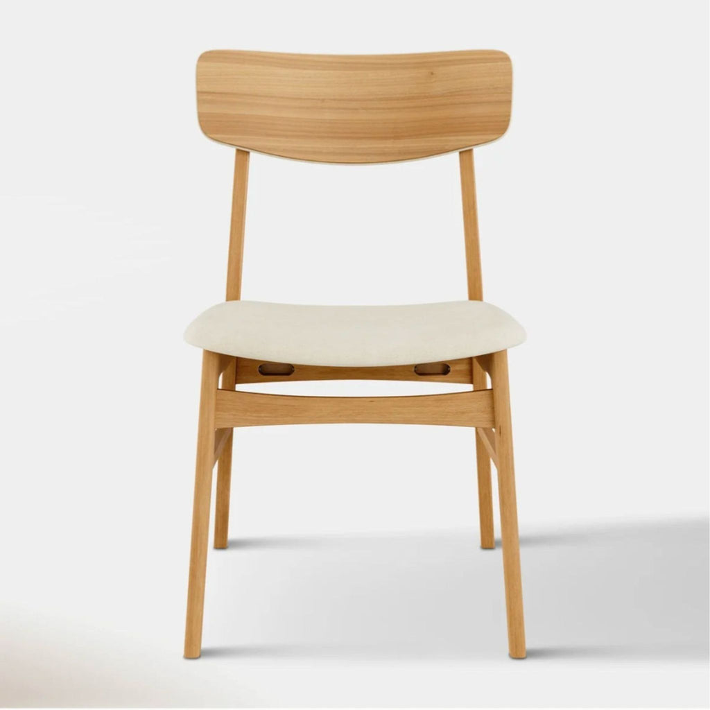 1. Oak dining chair by Hoft Home featuring an upholstered seat and back rest.  