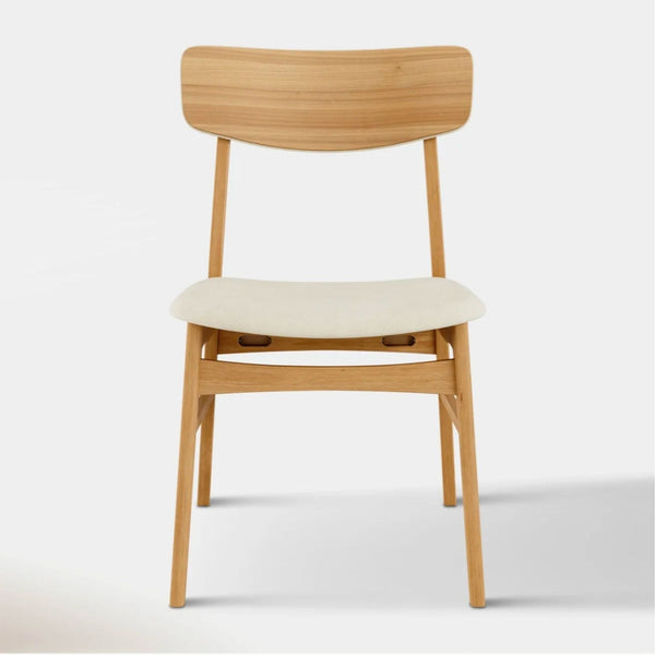 1. Oak dining chair by Hoft Home featuring an upholstered seat and back rest.  