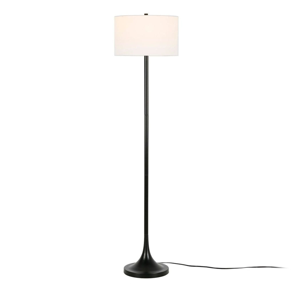 Bison Commerce Modern Floor Lamp with White Shade and Black Base