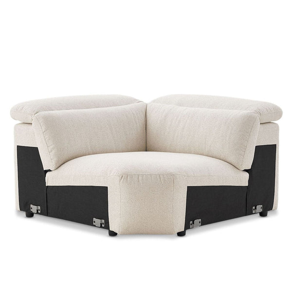 Castlery sectional corner piece in beige fabric with plush cushions, ideal for modular living room setups.