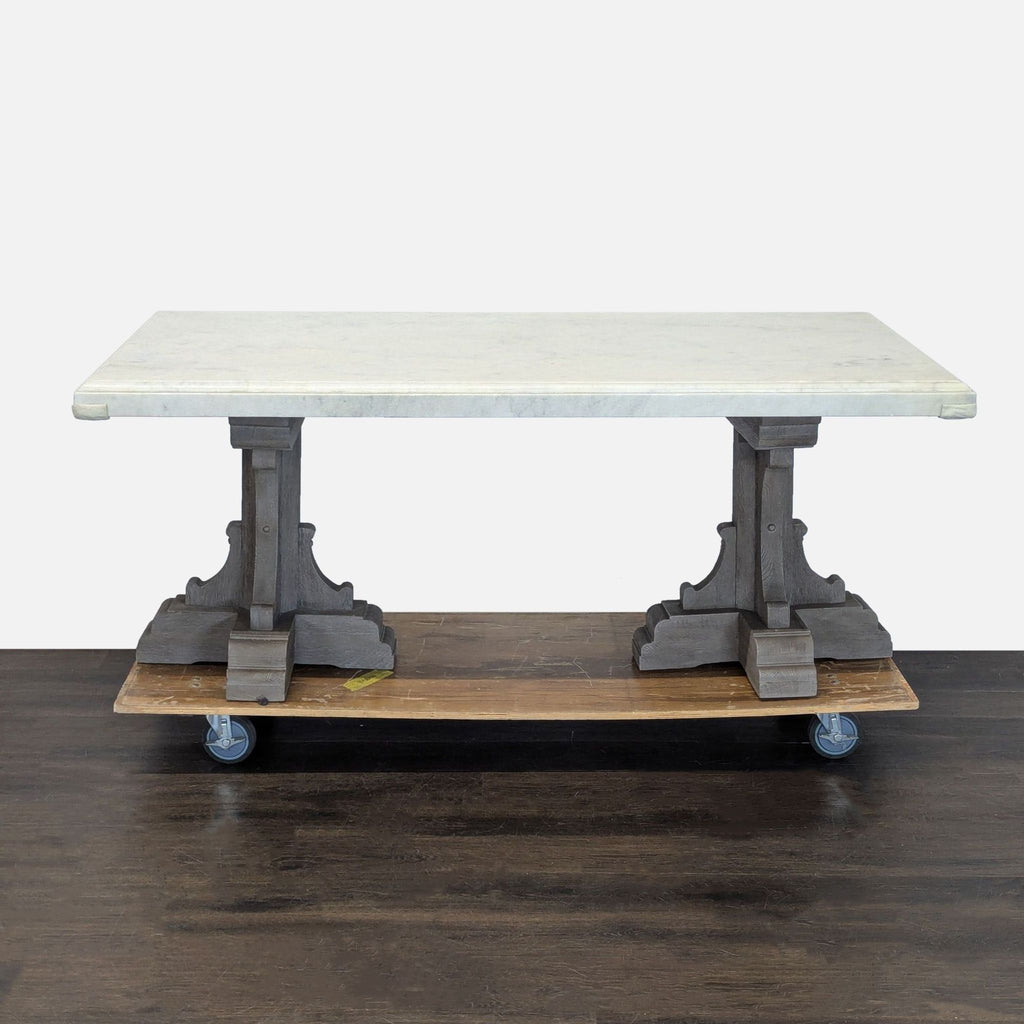 Restoration Hardware (RH) St. James Marble-Top Rectangular Dining Table Set