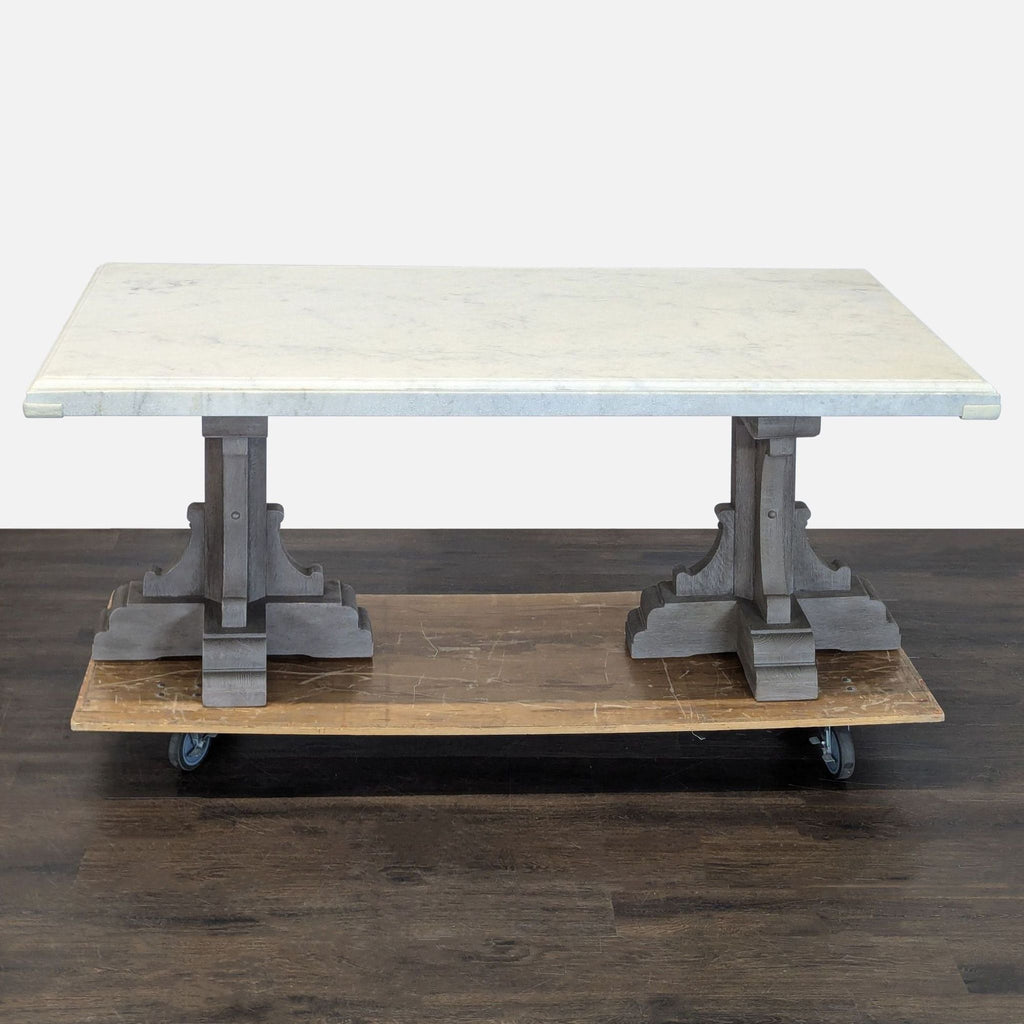Restoration Hardware (RH) St. James Marble-Top Rectangular Dining Table Set