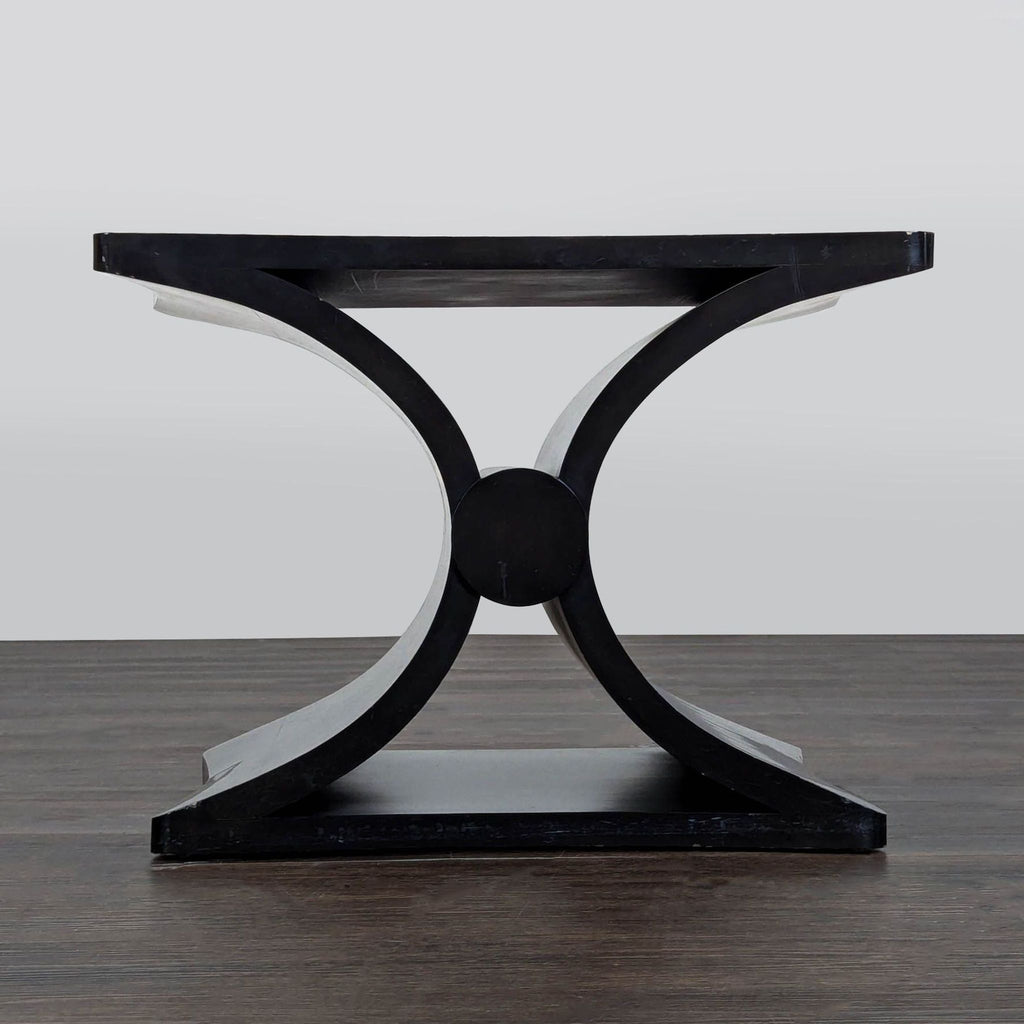 1. Modern wooden end table with a square top and lower shelf for extra storage.