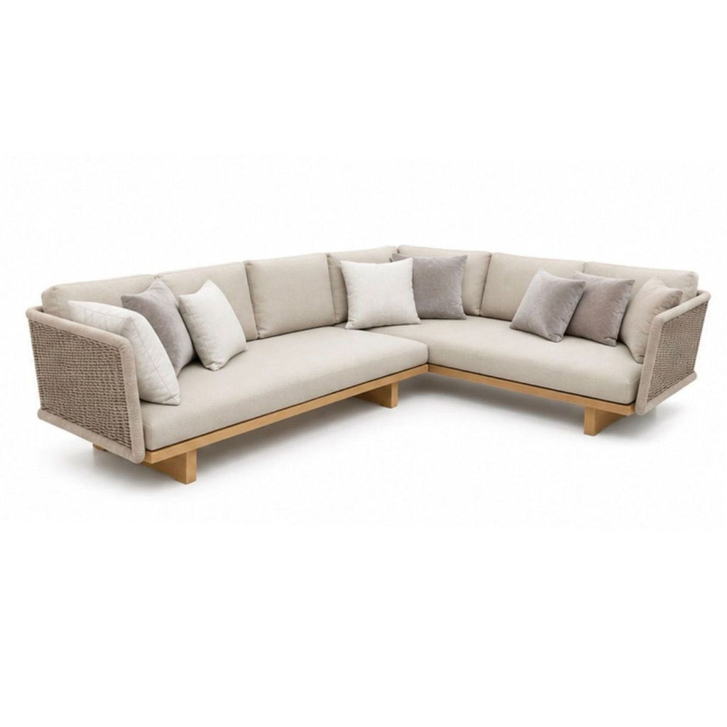Sleek, colorful Sabi sectional by Paola Lenti, featuring minimalist lines and luxurious, comfortable seating.