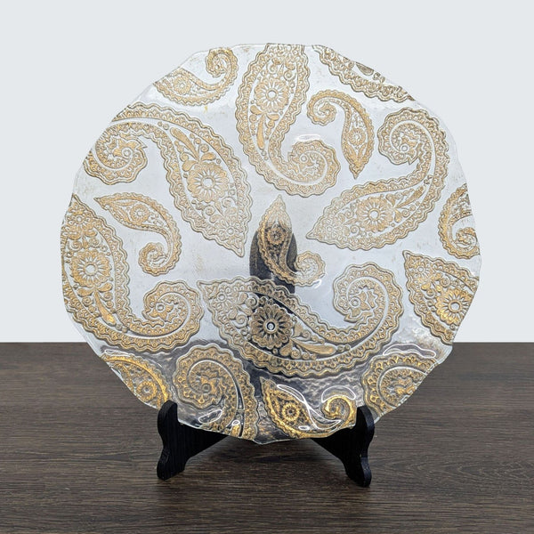 Paisley Pattern Decorative Plate on Wood Stand