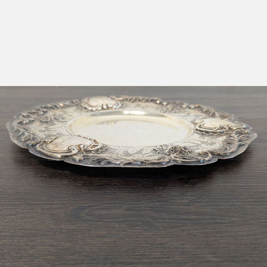 Vintage Repoussé Silver-Tone Floral Serving Tray