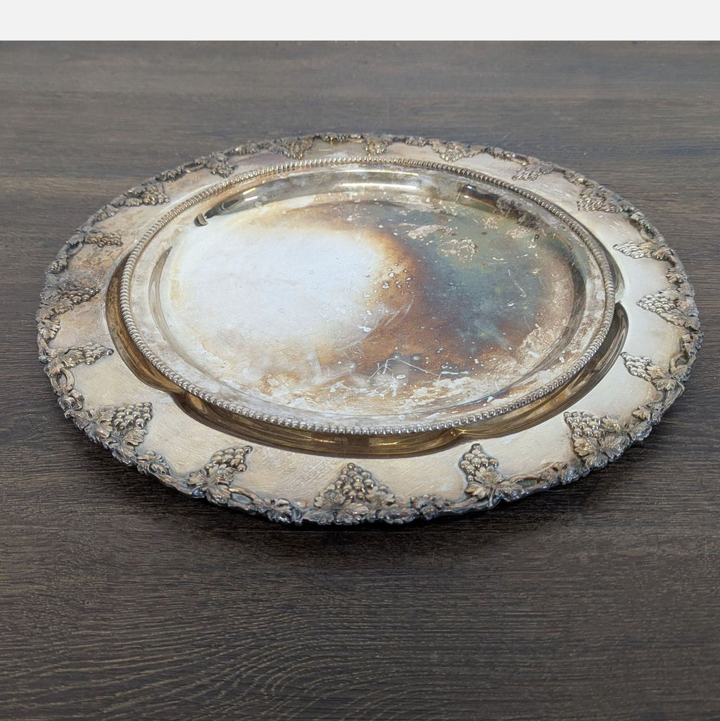 Vintage Silver Plated Serving Tray with Grape Vine Detailing