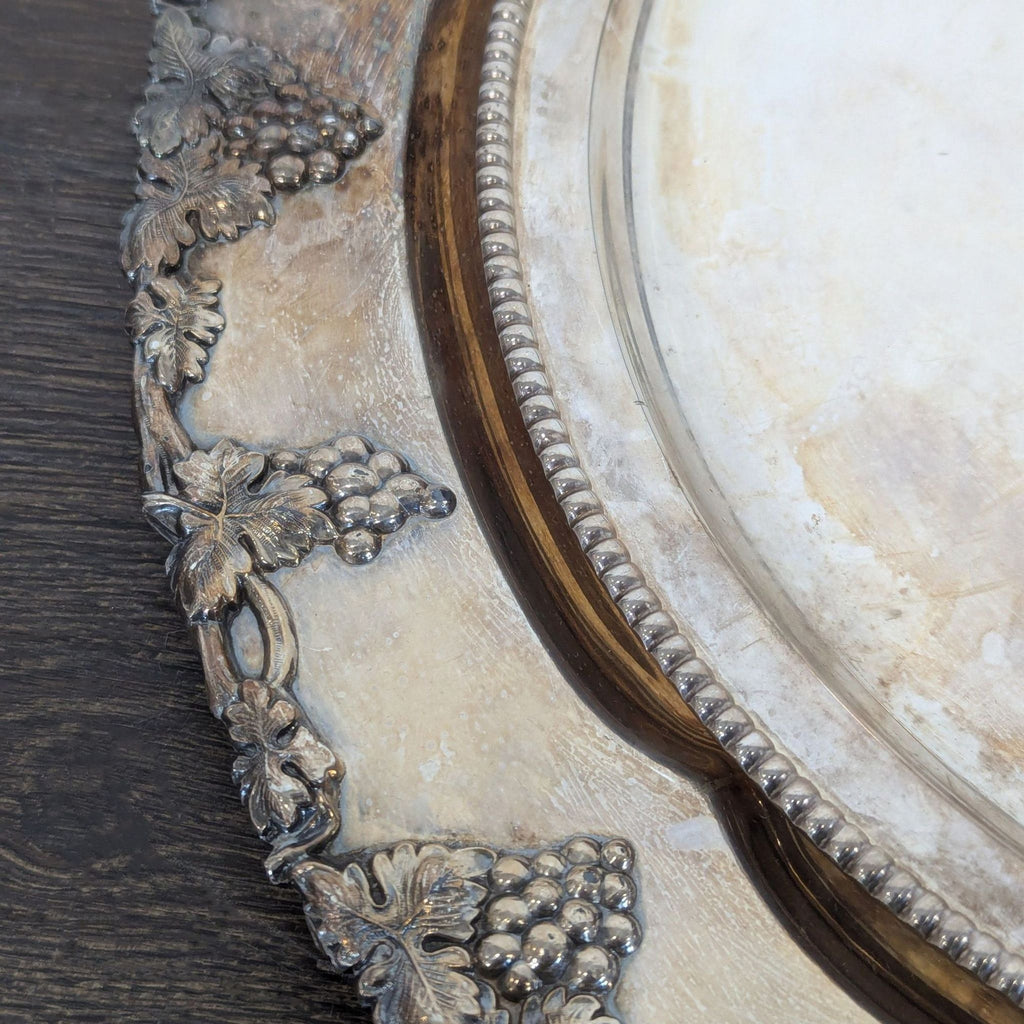 Vintage Silver Plated Serving Tray with Grape Vine Detailing
