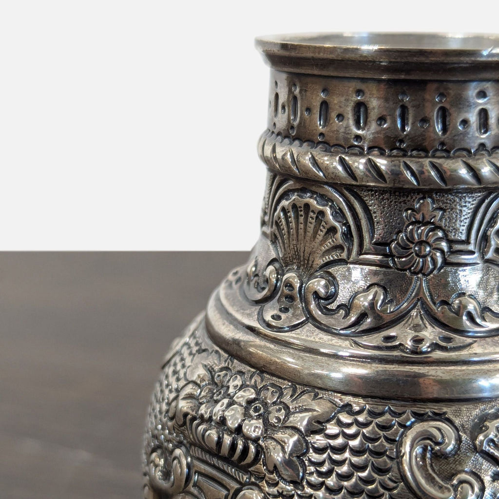 Antique 1907-Engraved Ornate Silver-Tone Sugar Caster