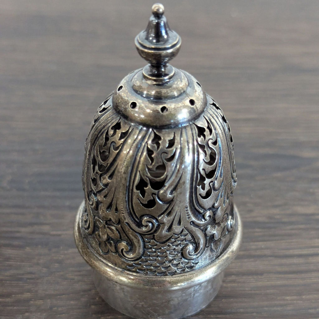 Antique 1907-Engraved Ornate Silver-Tone Sugar Caster
