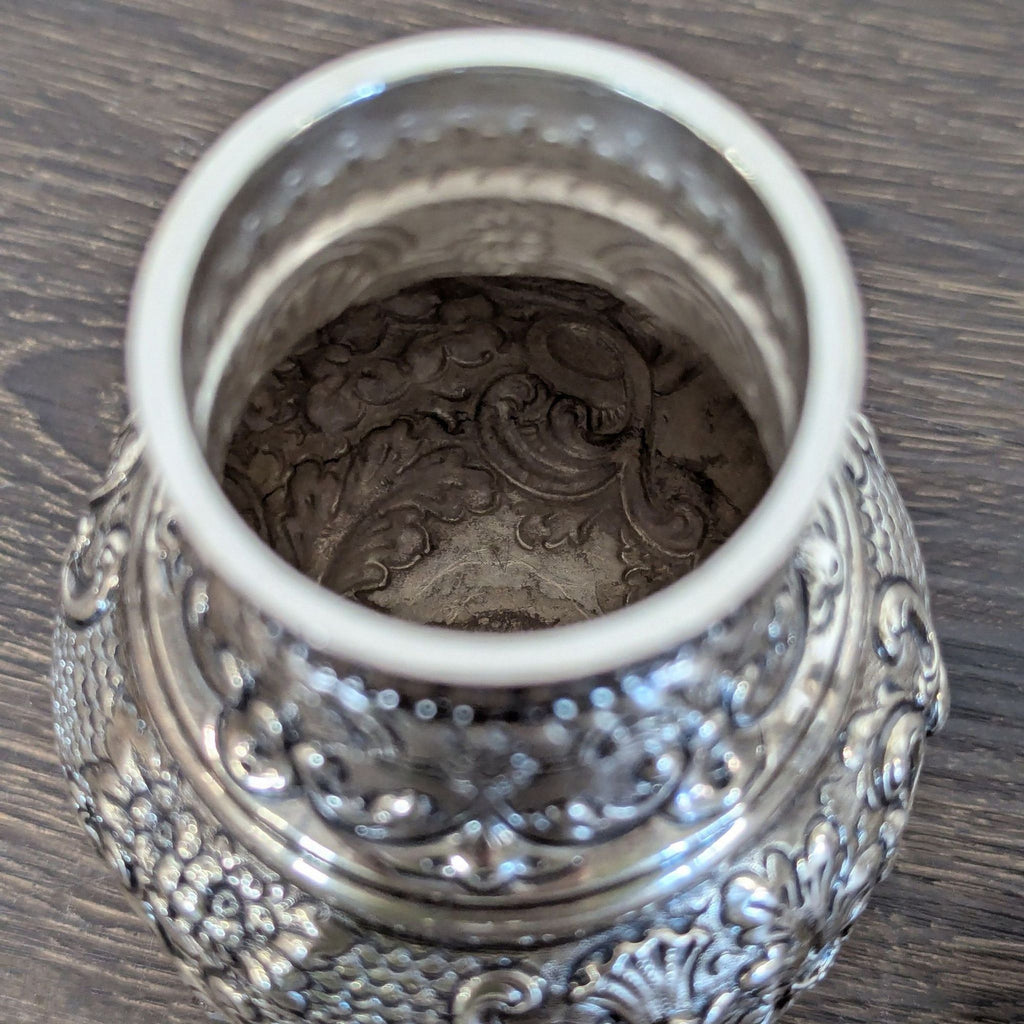 Antique 1907-Engraved Ornate Silver-Tone Sugar Caster