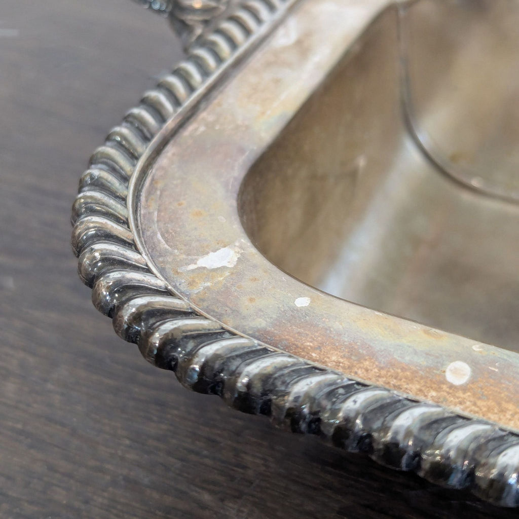 Vintage Silver-Plated Divided Serving Tray with Handles for Kitchen