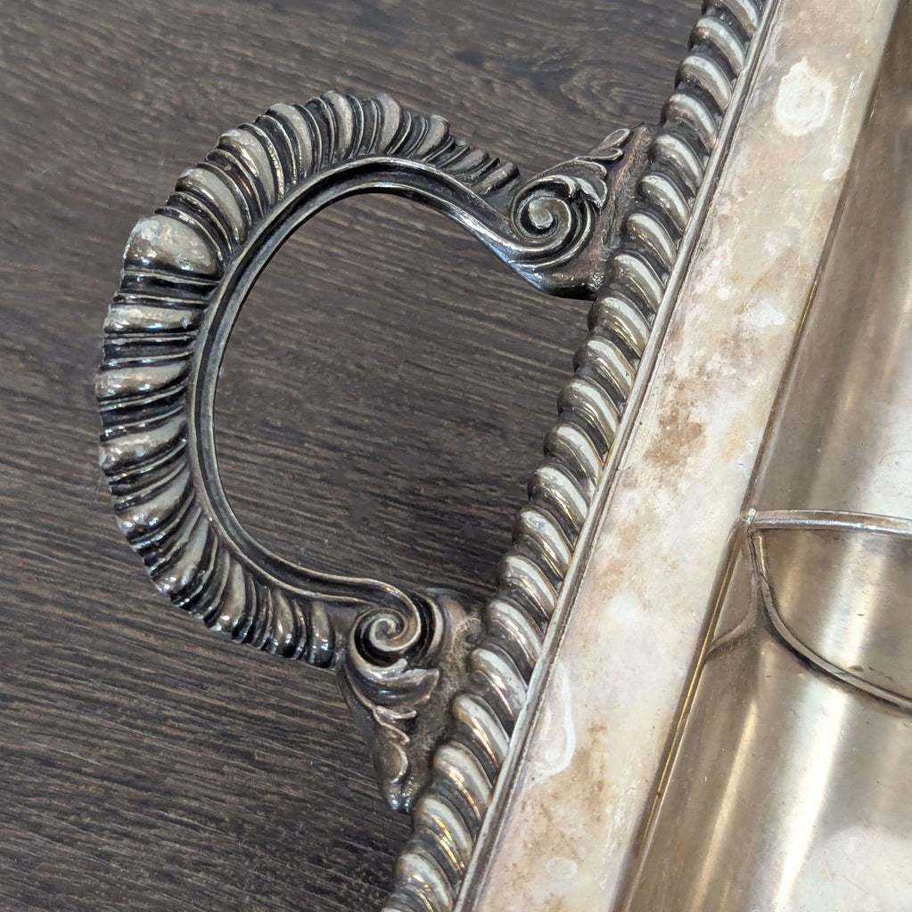 Vintage Silver-Plated Divided Serving Tray with Handles for Kitchen