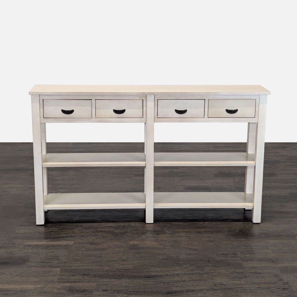 Four Drawer Console Table with Two Shelves