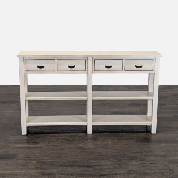 Four Drawer Console Table with Two Shelves