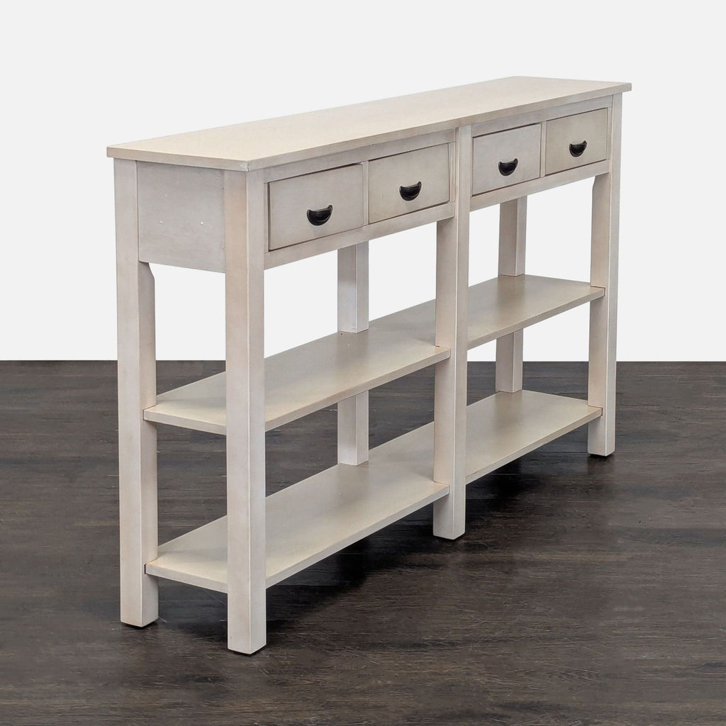 Four Drawer Console Table with Two Shelves