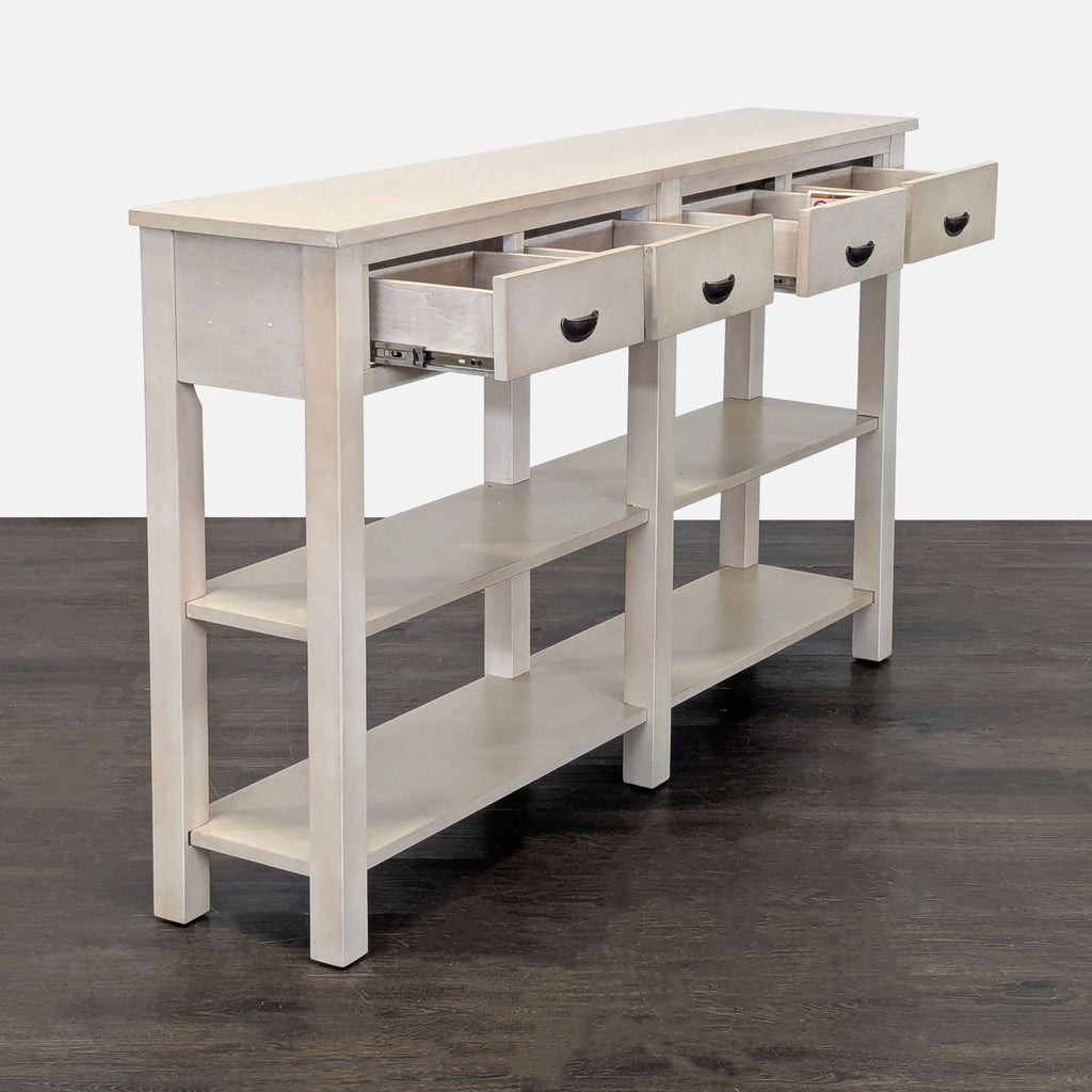 Four Drawer Console Table with Two Shelves