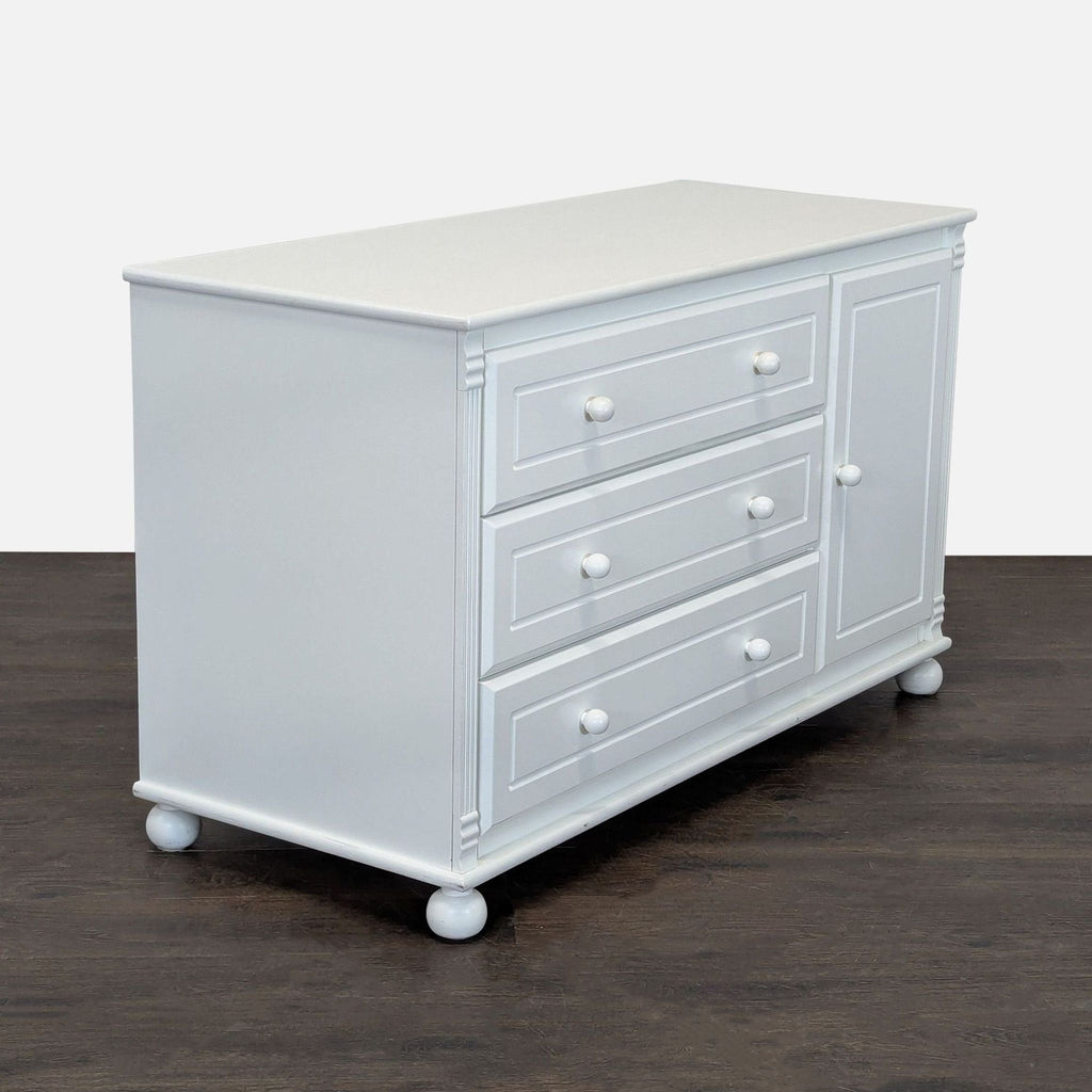 Bellini White Dresser with 3 Drawers and Side Cabinet