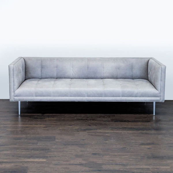 Room & Board Wynwood 3-seat leather couch in grey, modern design, shown against a simple background.
