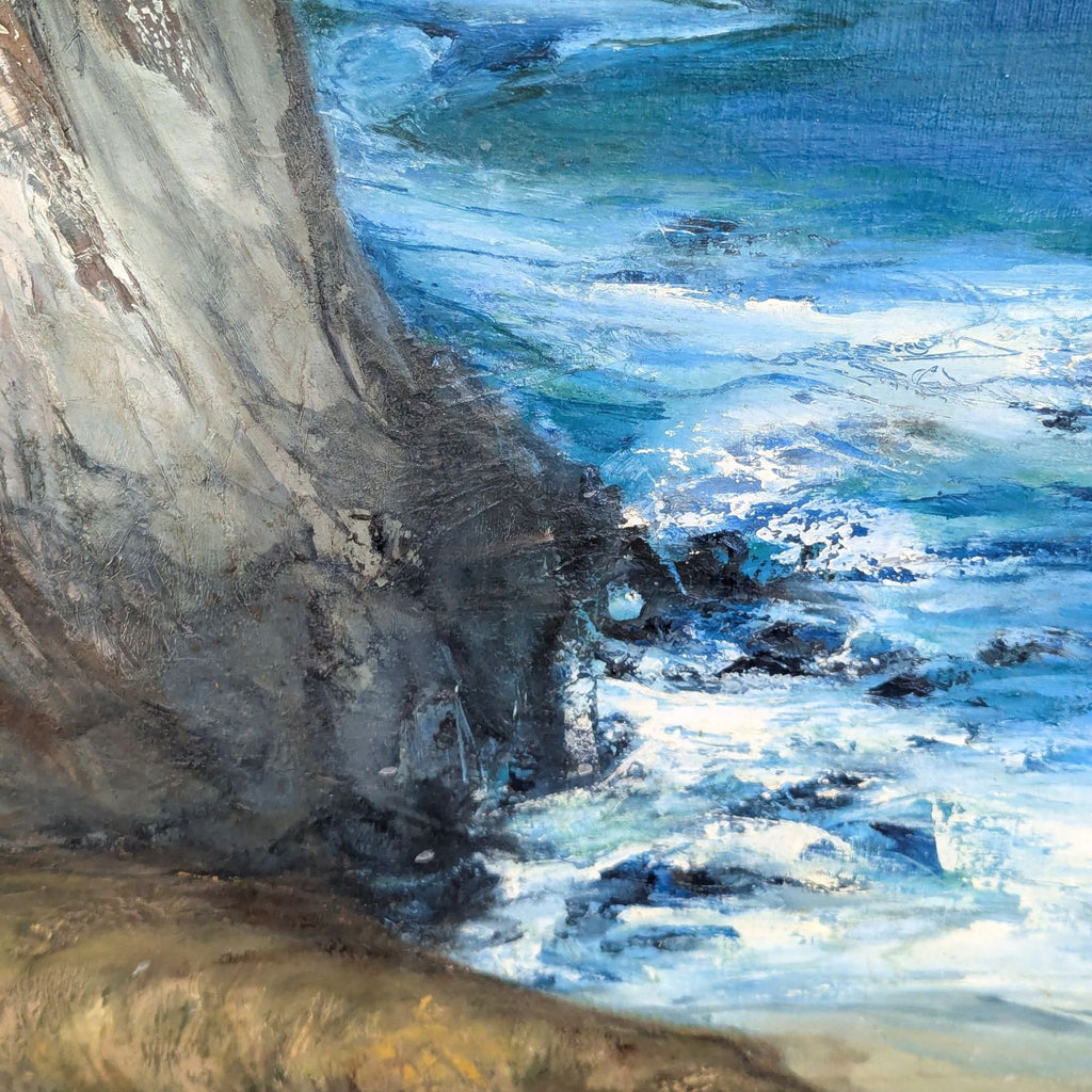 Coastal Landscape Original Oil Painting – Ocean Cliffs Artwork