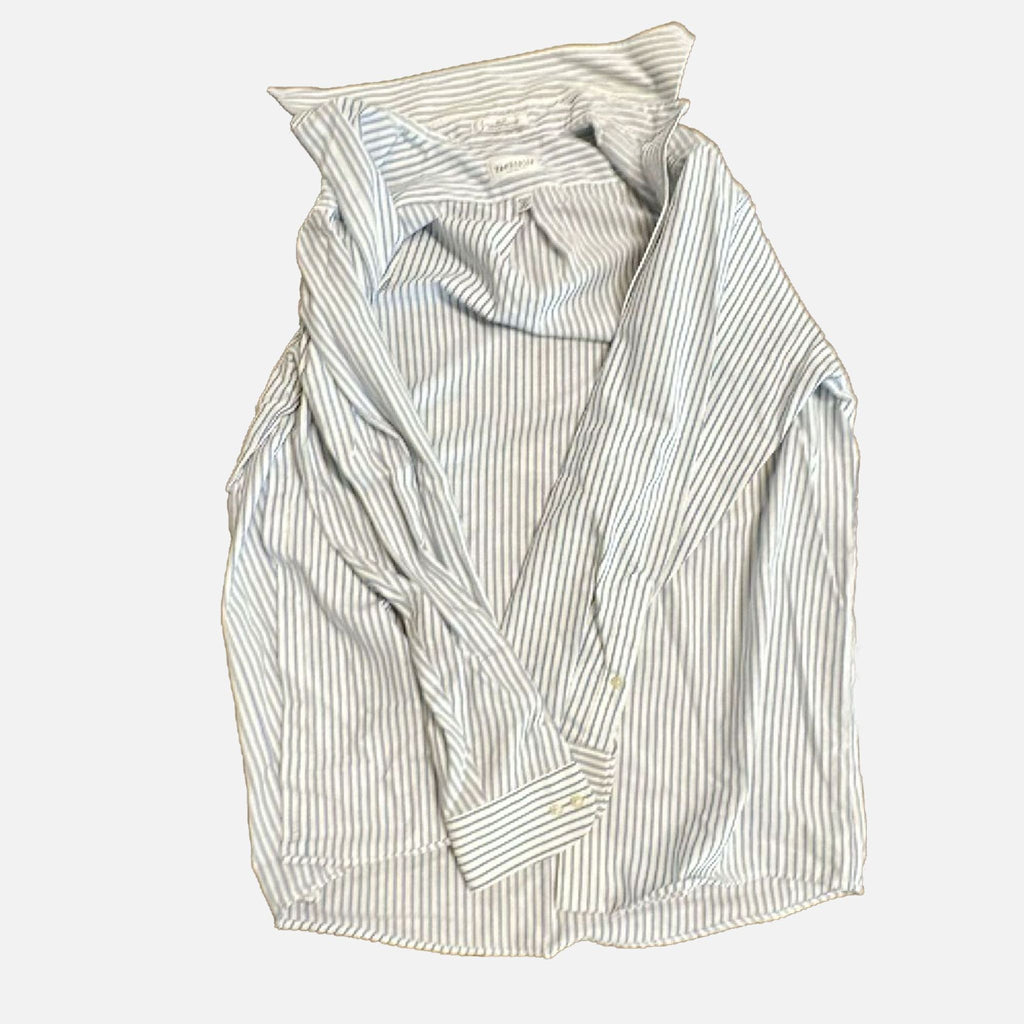 Van Heusen Men’s Blue & White Striped Wrinkle-Free Oxford Shirt 15 32/33