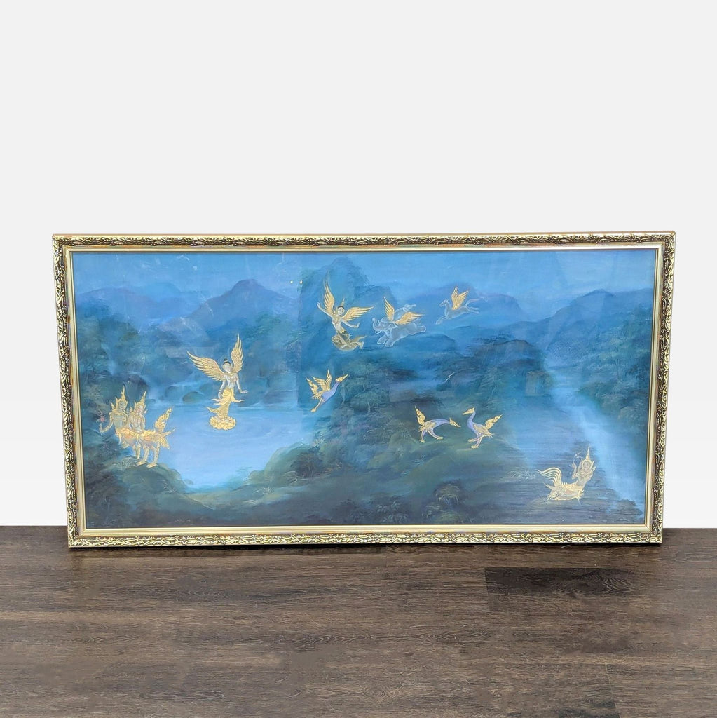 Large Thai Celestial Landscape Painting on Canvas