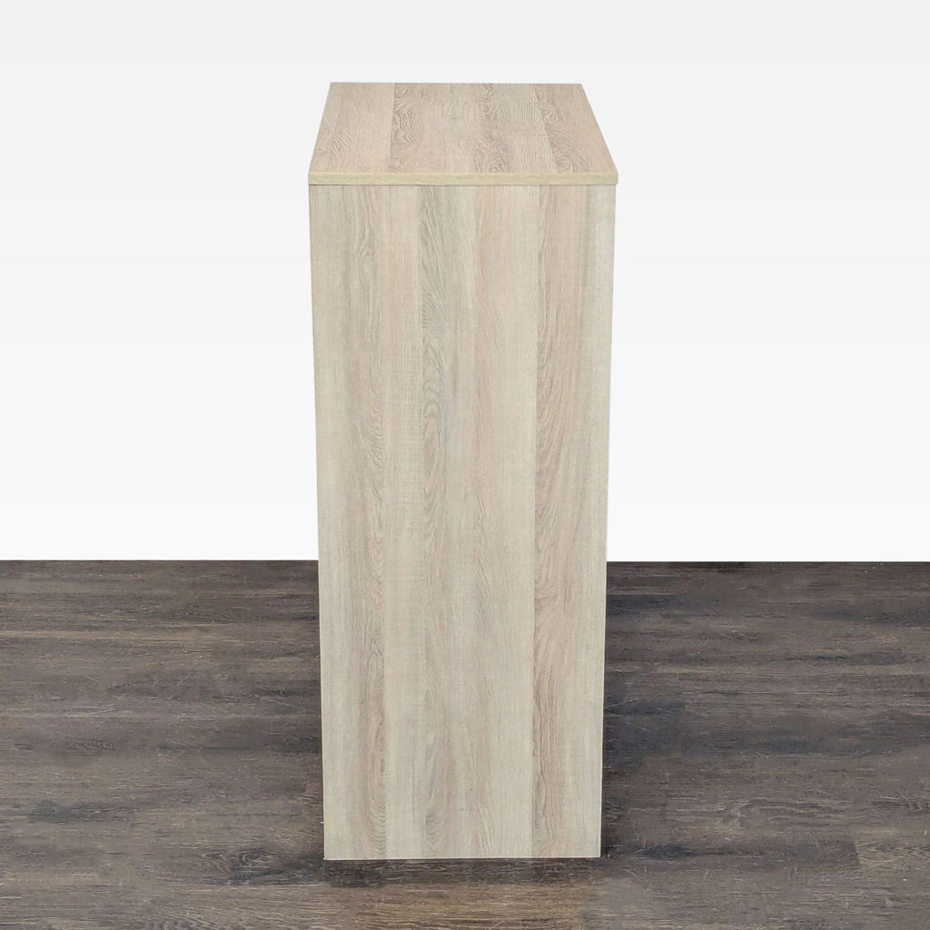 5-Drawer Light Wood Dresser with White Woven Accents
