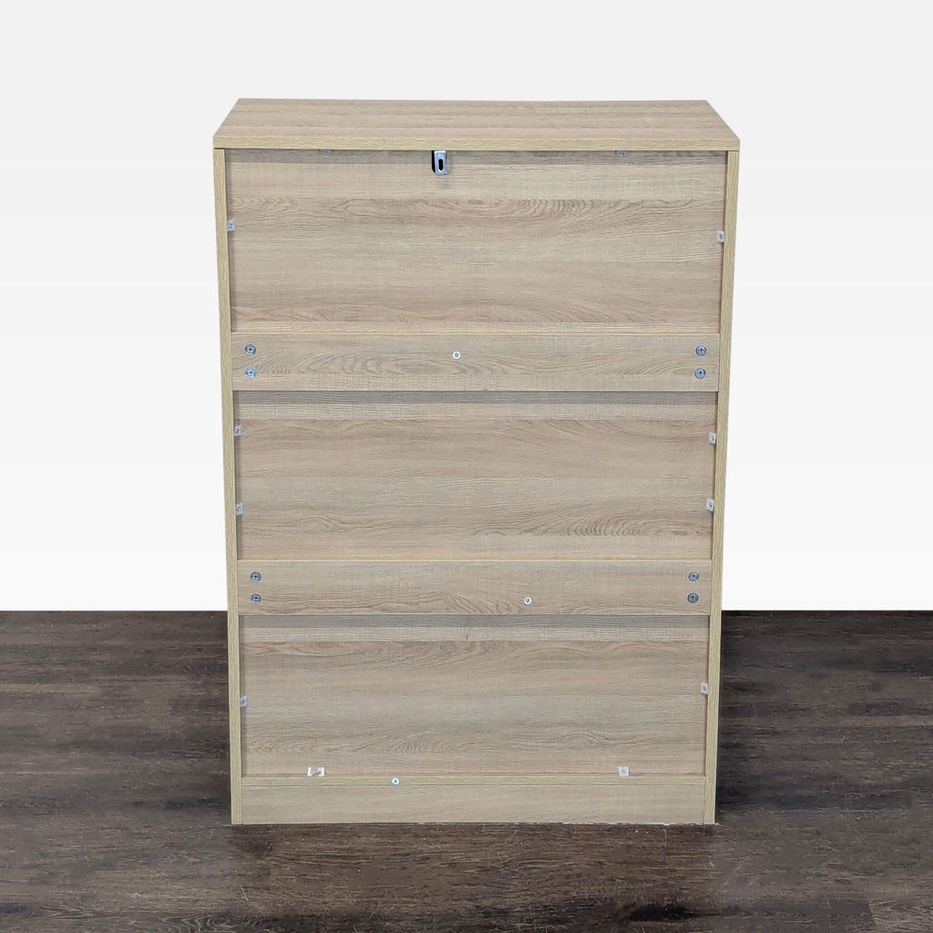 5-Drawer Light Wood Dresser with White Woven Accents