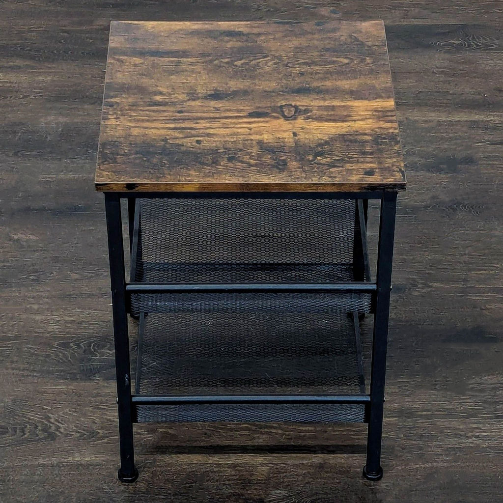 Wood and Metal Three Tier Side Table