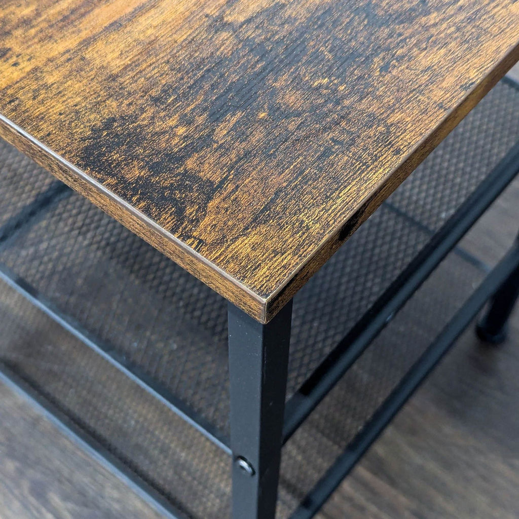 Wood and Metal Three Tier Side Table