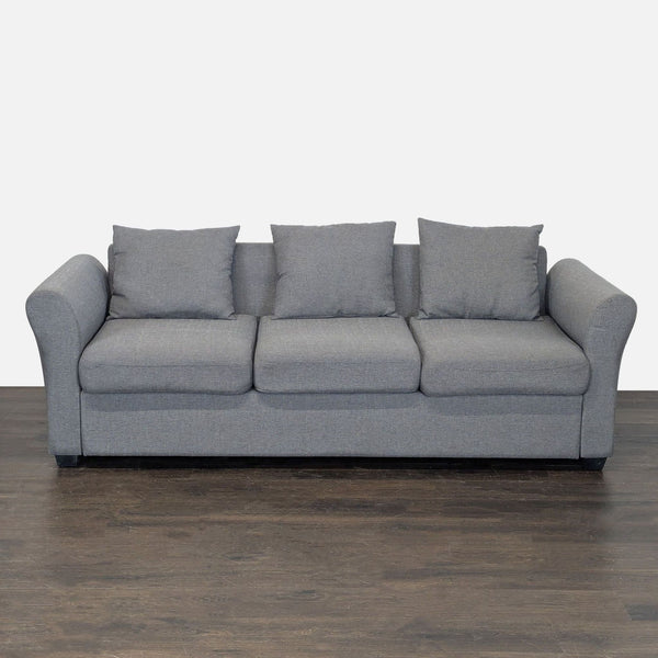Modern 3-Seat Gray Sofa with Cushions