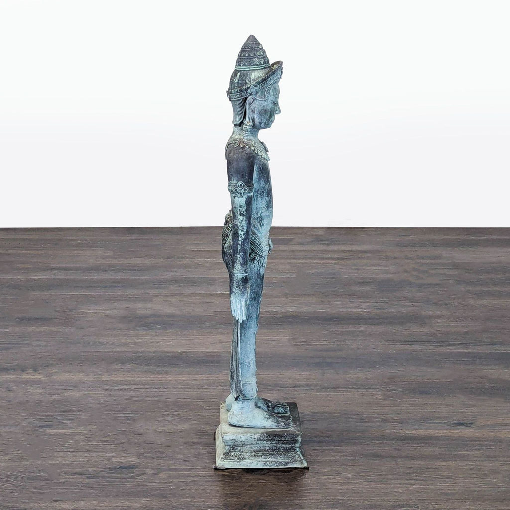 Vintage Thai Khmer-Style Patinated Metal Standing Deity Sculpture