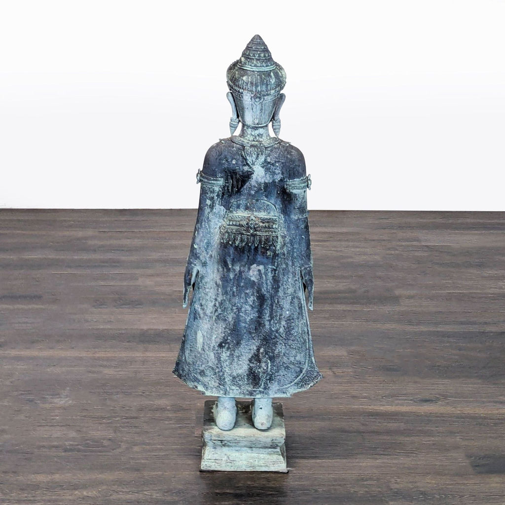 Vintage Thai Khmer-Style Patinated Metal Standing Deity Sculpture