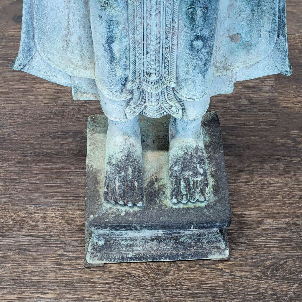 Vintage Thai Khmer-Style Patinated Metal Standing Deity Sculpture