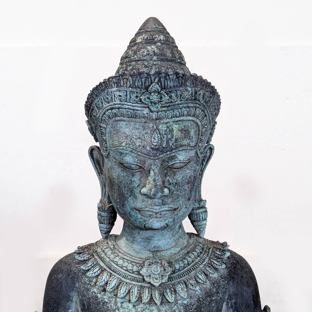 Vintage Thai Khmer-Style Patinated Metal Standing Deity Sculpture