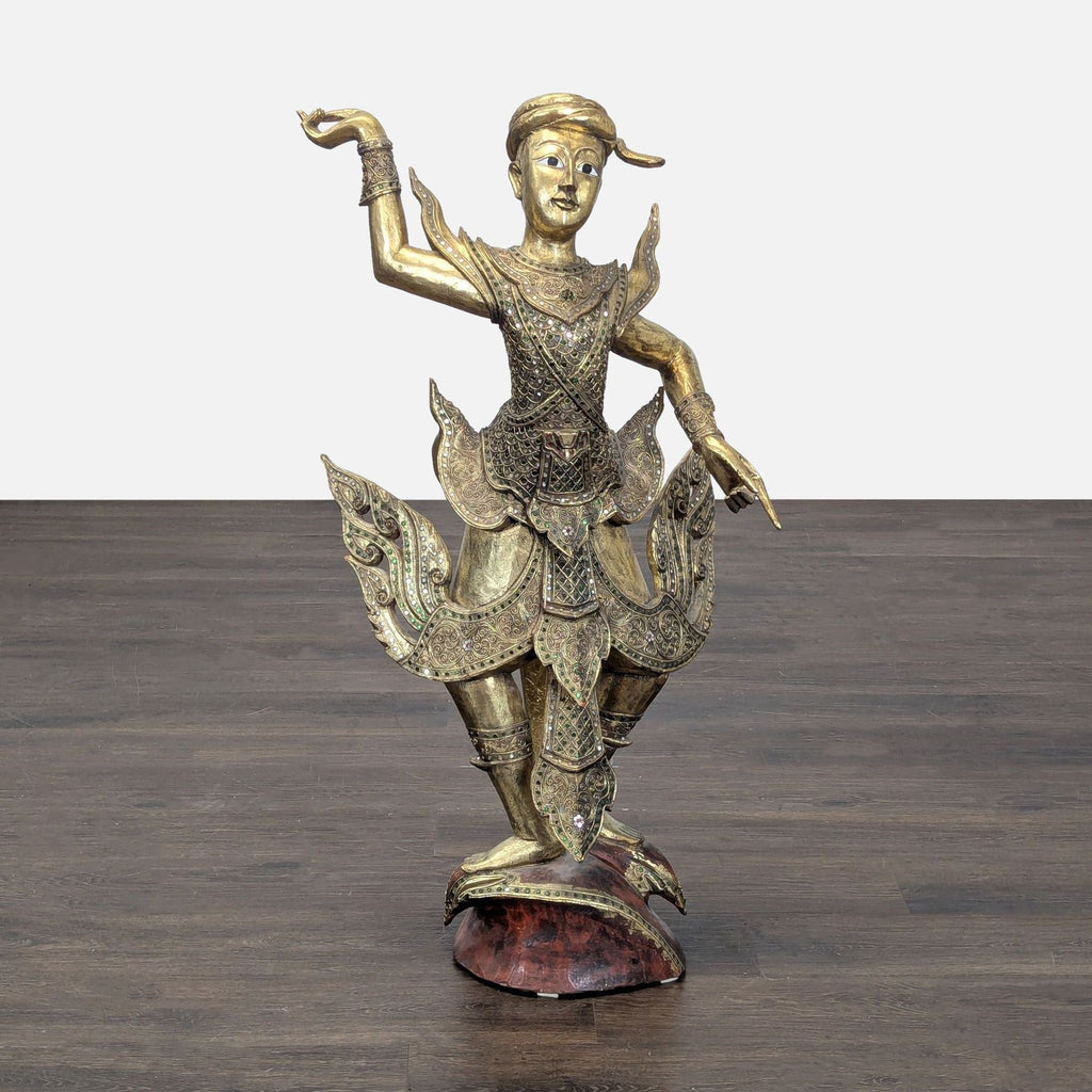 Baan Tawai Thai Gilt Teak Dancer Sculpture, c. 2005