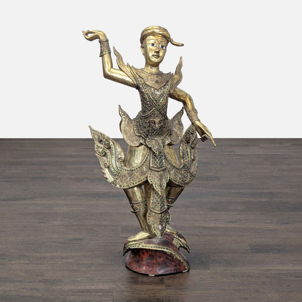 Baan Tawai Thai Gilt Teak Dancer Sculpture, c. 2005