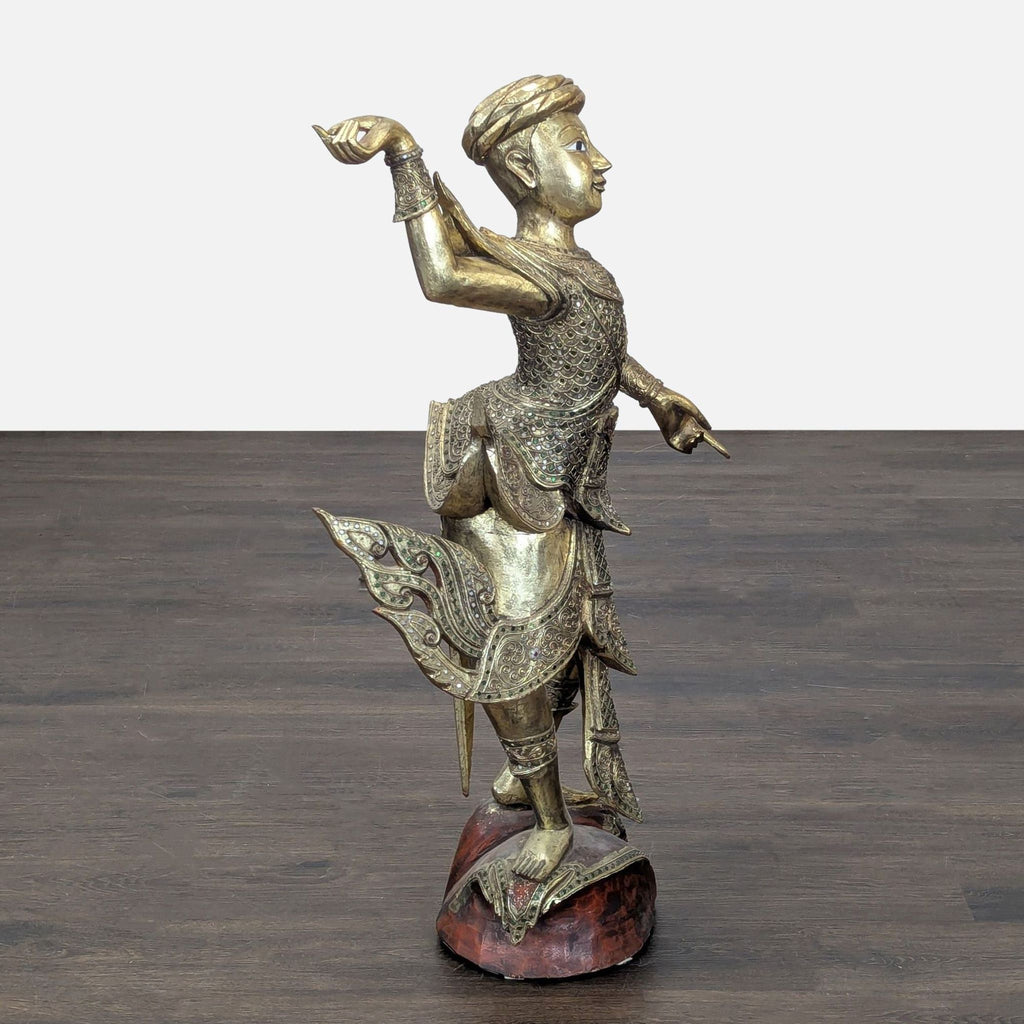 Baan Tawai Thai Gilt Teak Dancer Sculpture, c. 2005