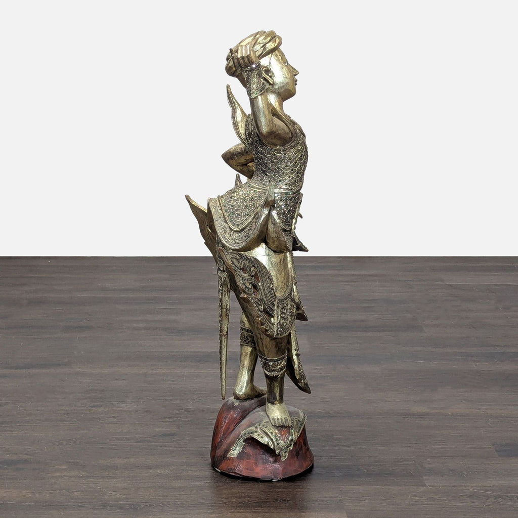 Baan Tawai Thai Gilt Teak Dancer Sculpture, c. 2005