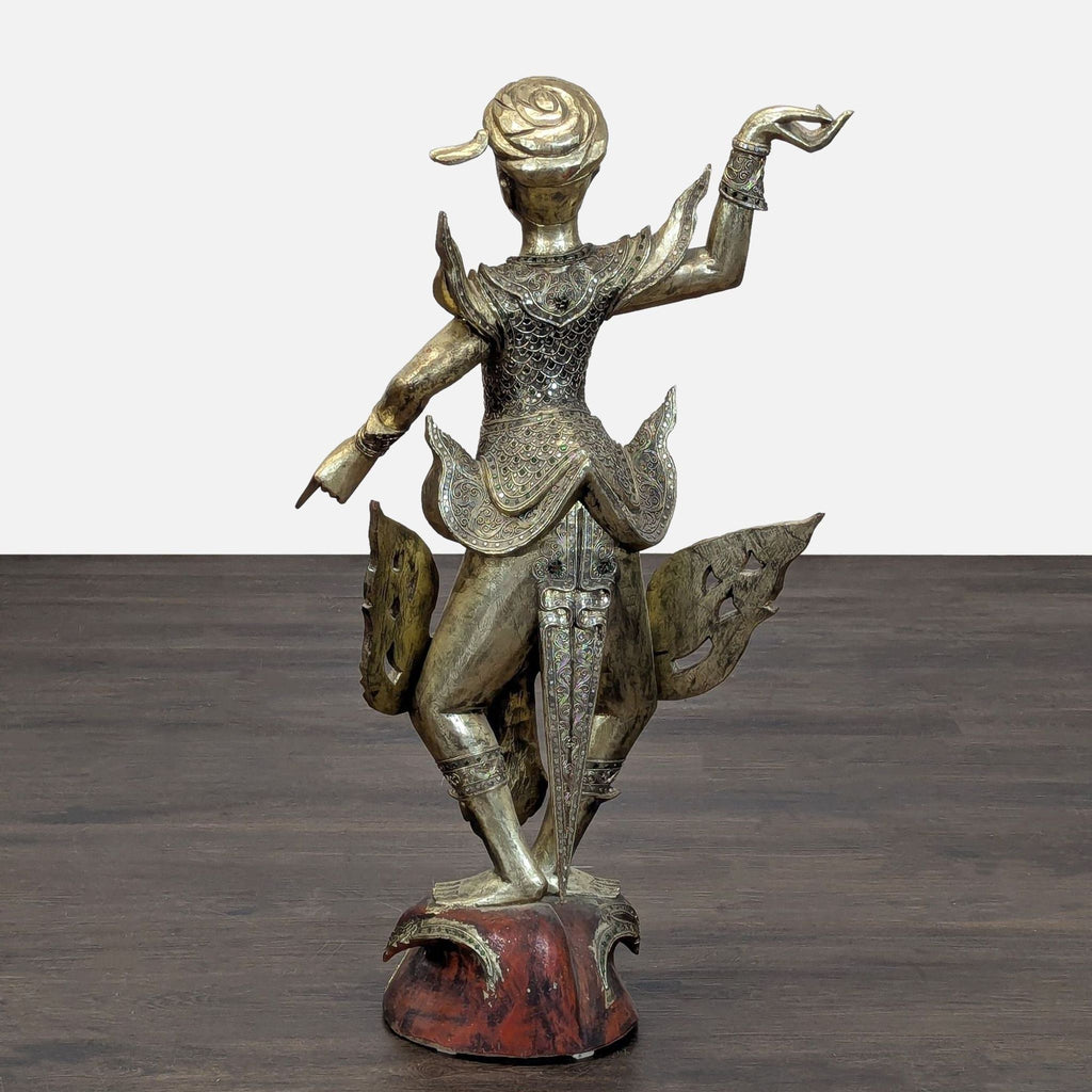 Baan Tawai Thai Gilt Teak Dancer Sculpture, c. 2005