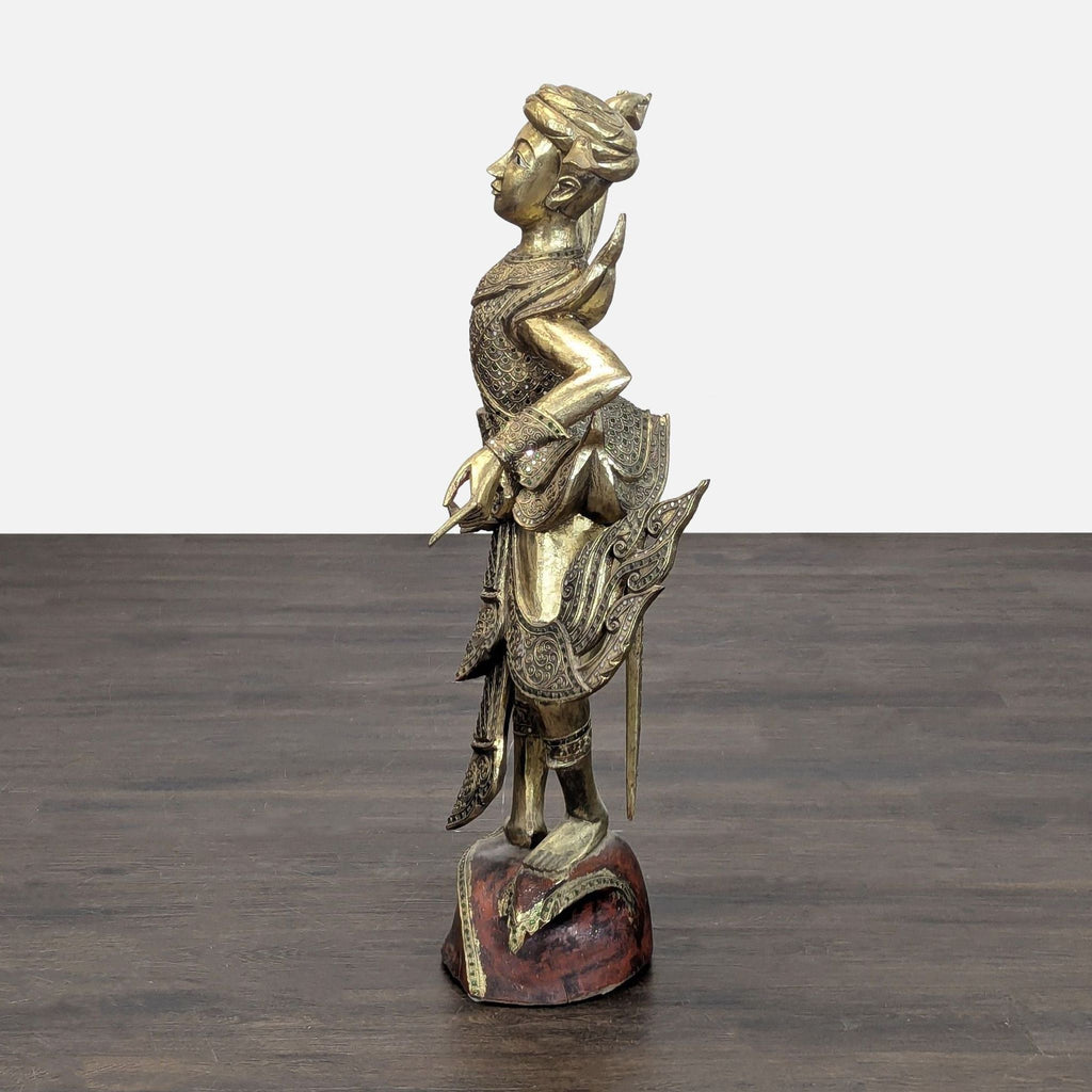 Baan Tawai Thai Gilt Teak Dancer Sculpture, c. 2005