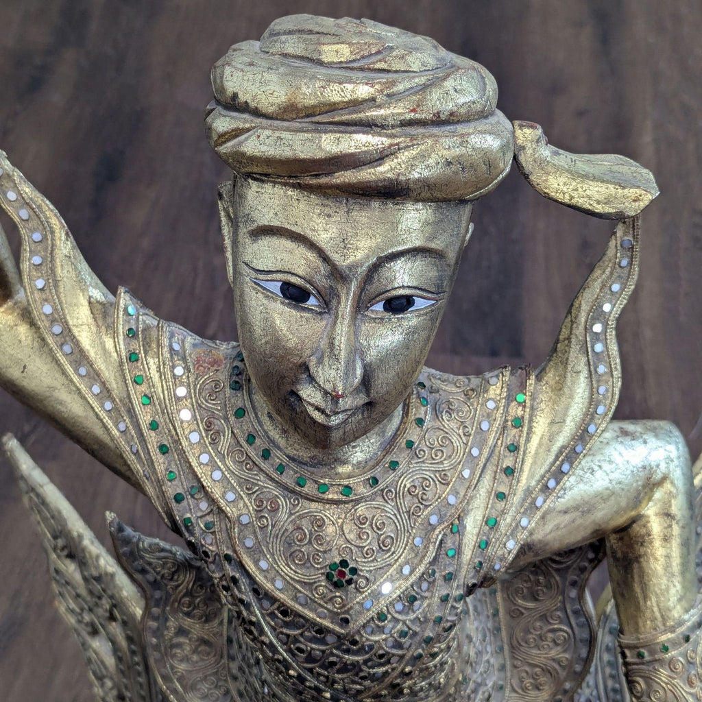 Baan Tawai Thai Gilt Teak Dancer Sculpture, c. 2005