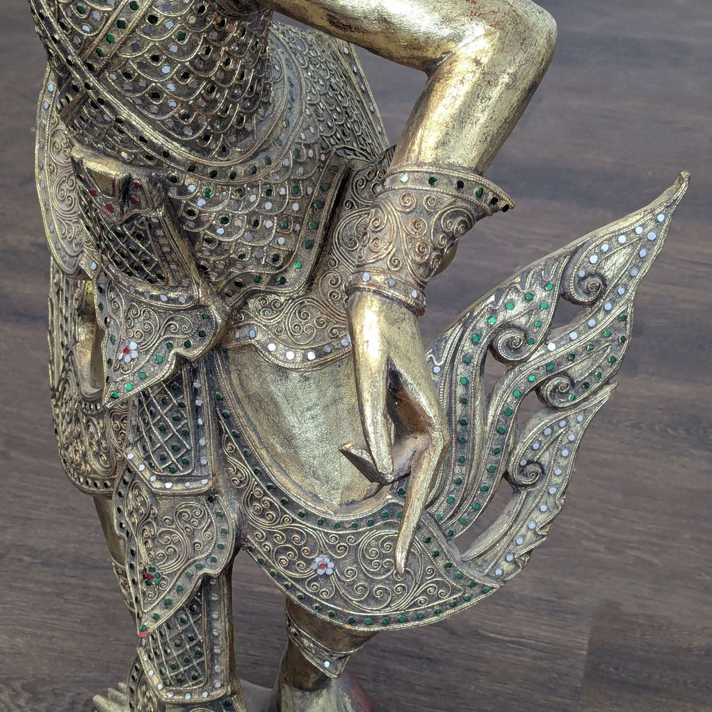 Baan Tawai Thai Gilt Teak Dancer Sculpture, c. 2005